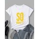 Streetwear Letter Printed White Tee Shirts For Women