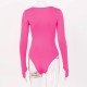 Scoop Neck Long Sleeve Fitted Bodysuits For Women