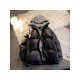 Hooded Collar Patchwork Black Down Coats For Men