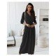  Temperament V Neck Pure Color Long Dress