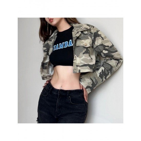 Fall Cool Street Camouflage Cropped Jacket Coats