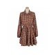 Houndstooth Patchwork Long Sleeve Fall Dress