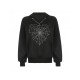  Heart Cobwebs Hot Drilling Hooded Black Tops