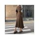 Patchwork Slit Long Sleeve Maxi Dresses For Women