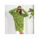  Casual Bear Jacquard Women's Long Sleeve Sweater Dress