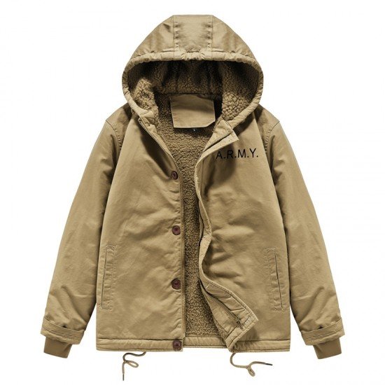  Winter Fleece Plush Hooded Men's Short Coats