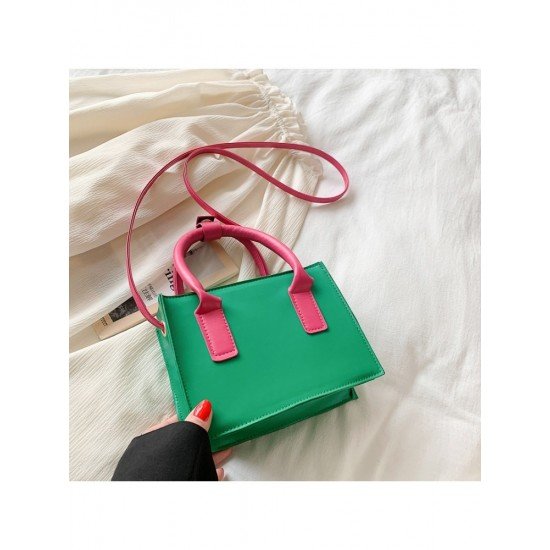  PU Contrast Color Shoulder Bag For Women