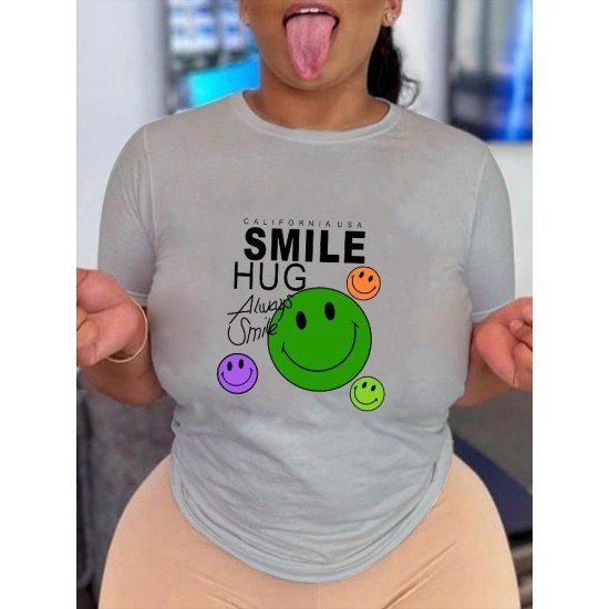 Smile Face Emoji Graphics T Shirts For Women