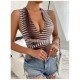 V Neck Printed Sleeveless Bodysuits For Women