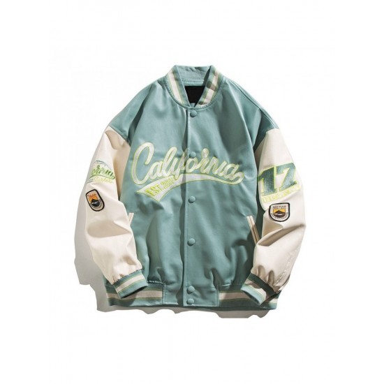  Fashion Letter Embroidery Women's PU Baseball Jacket