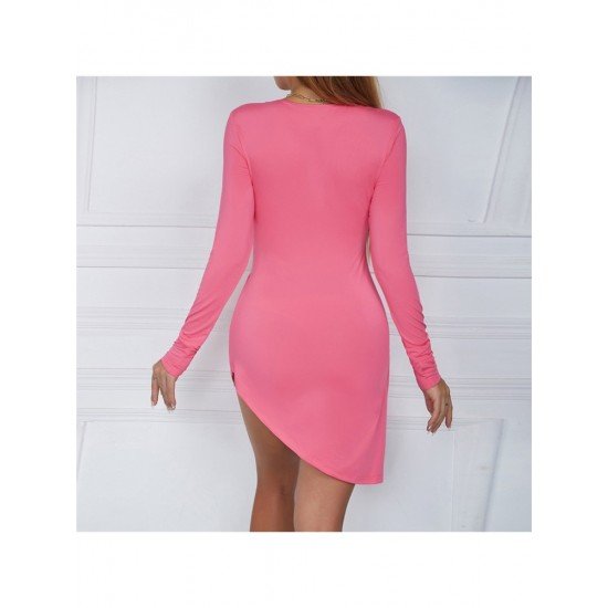 Sexy Stylish Solid Long Sleeve Short Dress