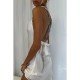 Alluring White Backless Sleeveless Ladies Dress