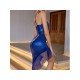  Sexy Slim Pure Color Backless Tassel Women's Dress