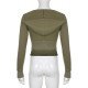 Patchwork Hooded Collar Fitted Cropped Tops