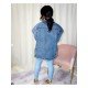  Pure Color Bat Sleeve Denim Jacket For Women