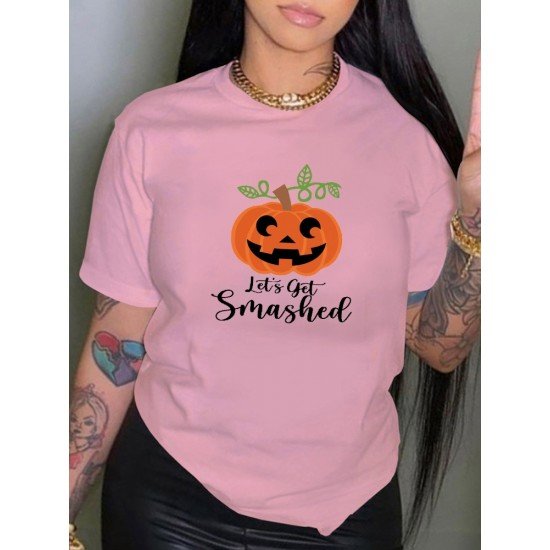 Halloween Pumpkin Graphic Short Sleeve T Shirts